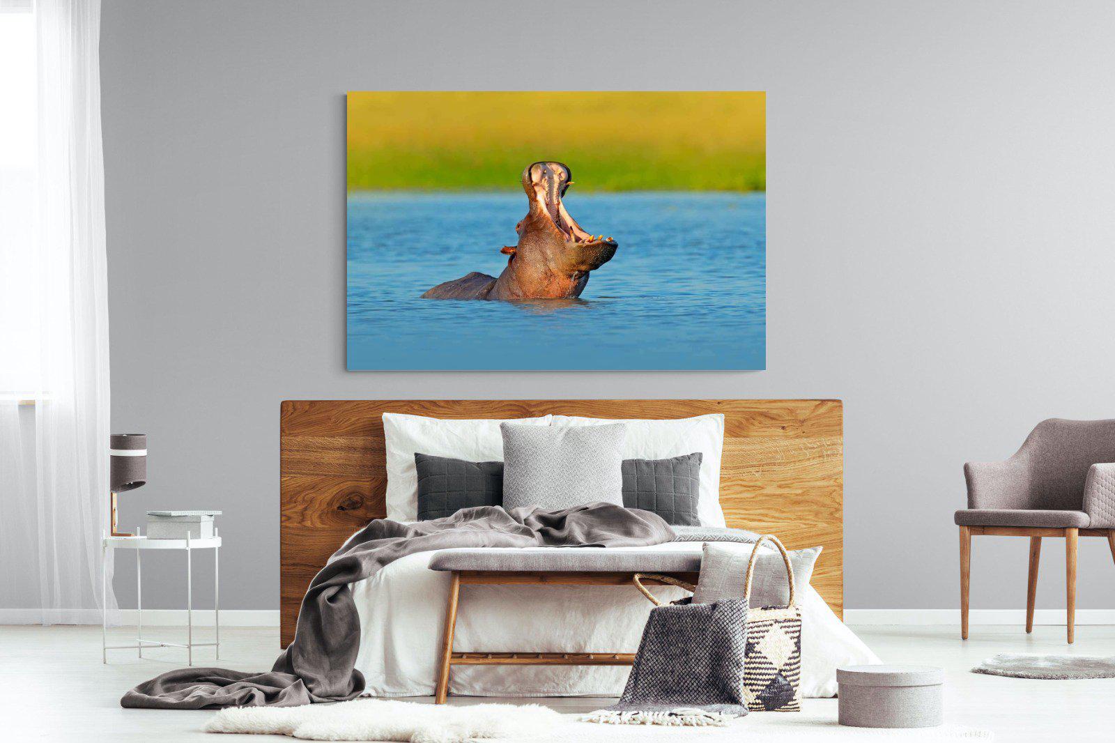 Hippo-Wall_Art-150 x 100cm-Mounted Canvas-No Frame-Pixalot