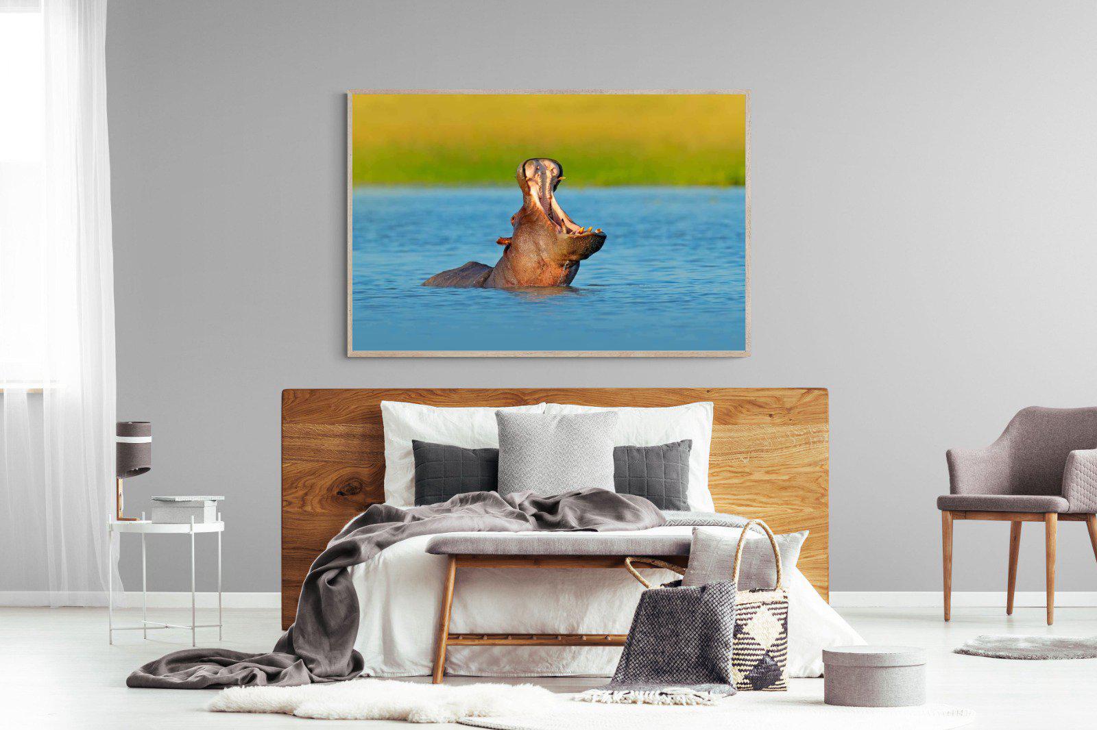 Hippo-Wall_Art-150 x 100cm-Mounted Canvas-Wood-Pixalot