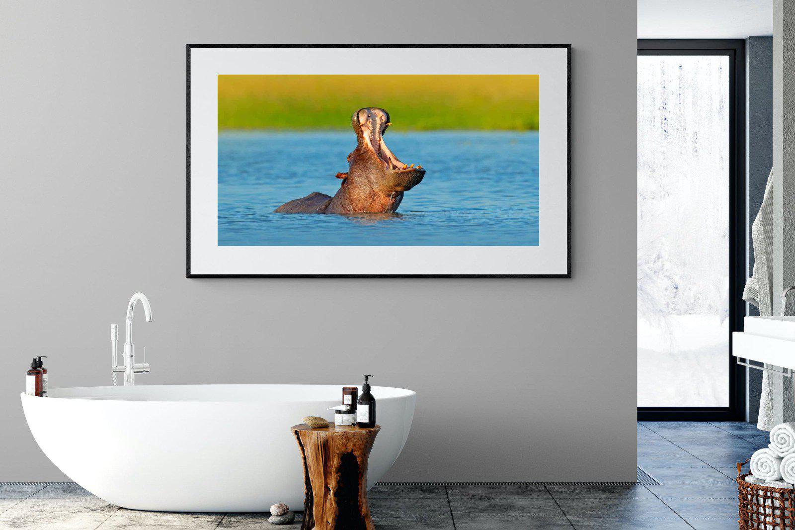 Hippo-Wall_Art-180 x 110cm-Framed Print-Black-Pixalot