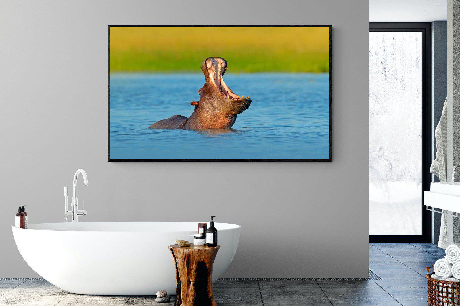 Hippo-Wall_Art-180 x 110cm-Mounted Canvas-Black-Pixalot
