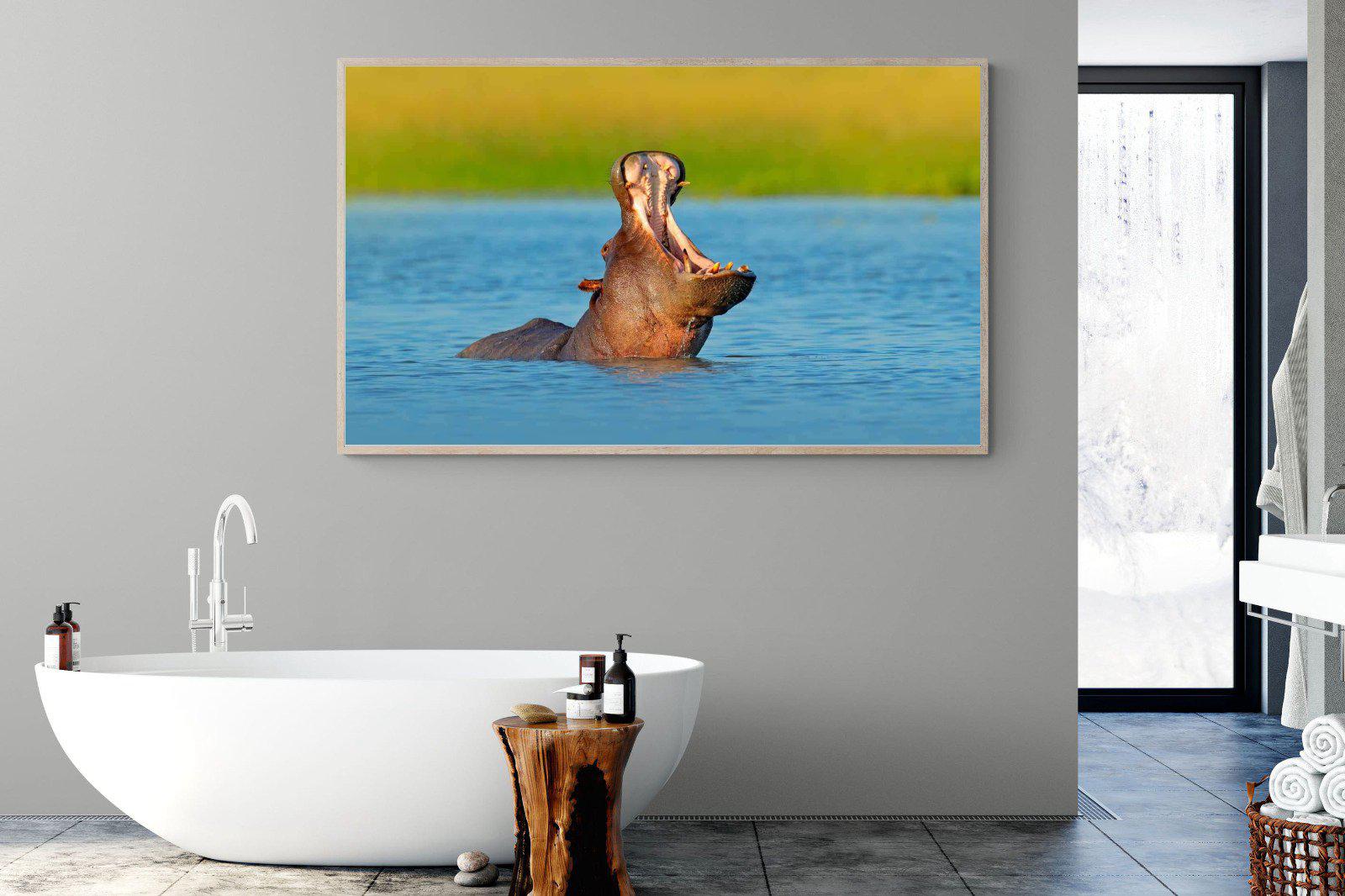 Hippo-Wall_Art-180 x 110cm-Mounted Canvas-Wood-Pixalot