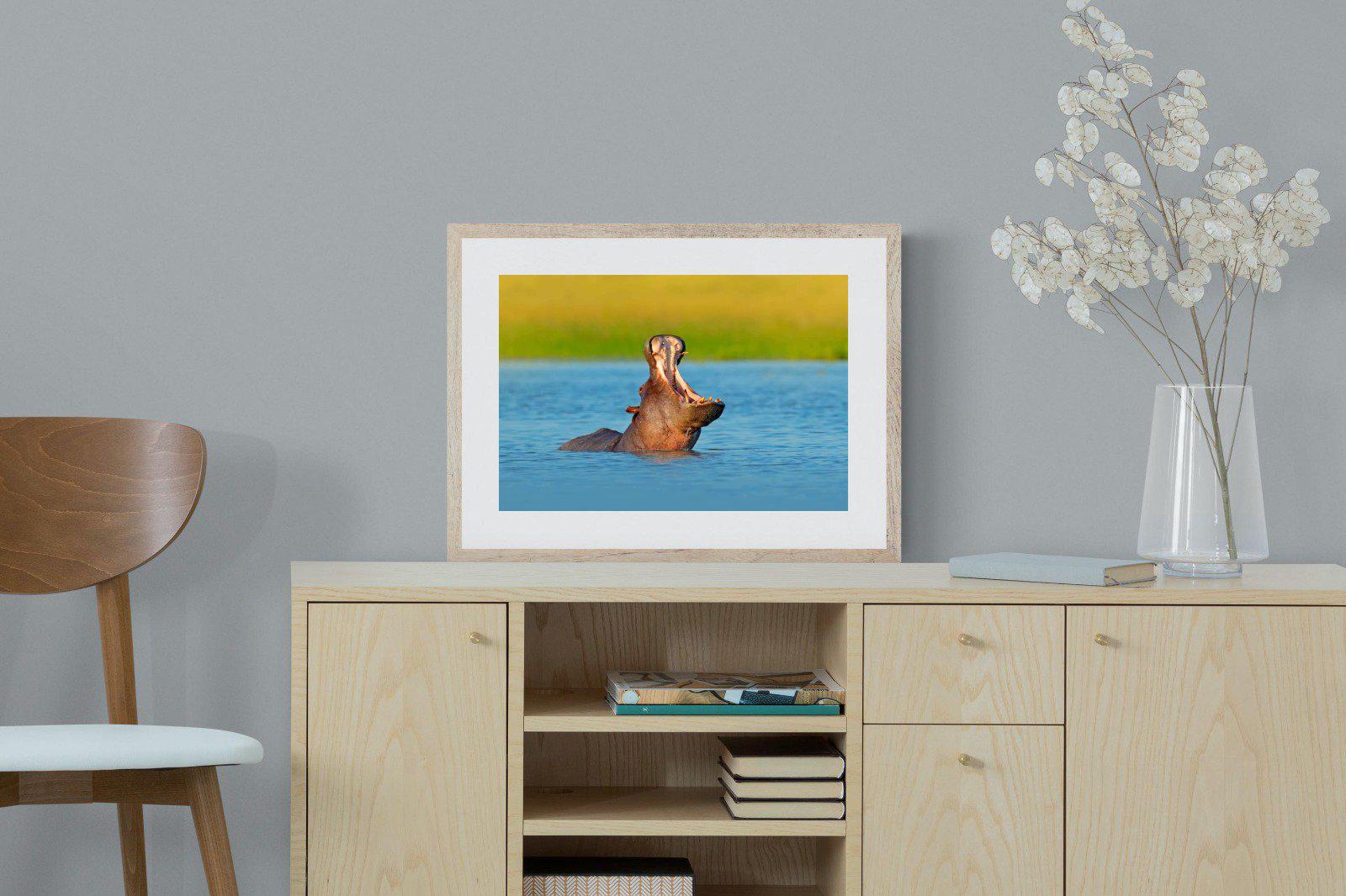 Hippo-Wall_Art-60 x 45cm-Framed Print-Wood-Pixalot