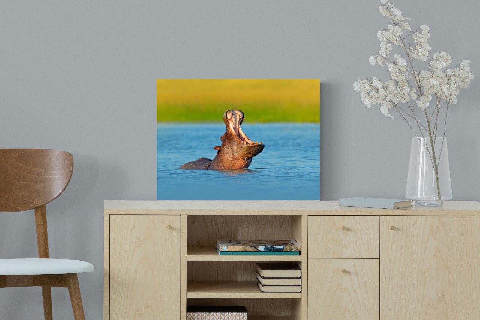 Hippo-Wall_Art-60 x 45cm-Mounted Canvas-No Frame-Pixalot