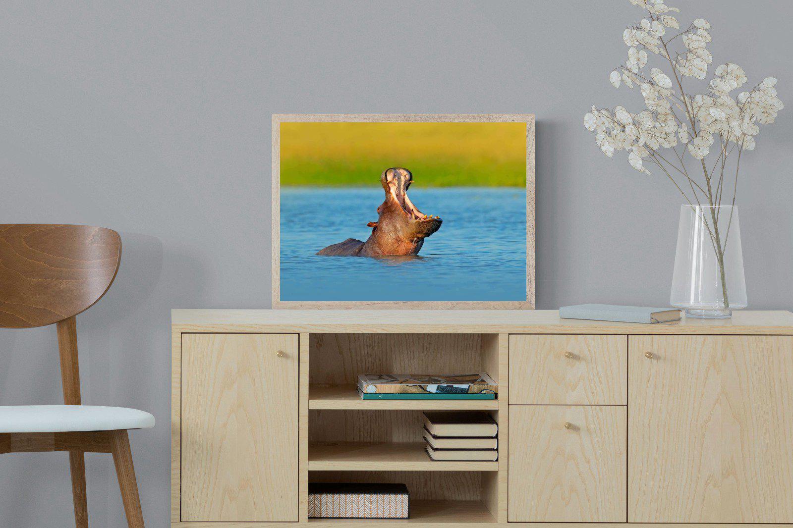 Hippo-Wall_Art-60 x 45cm-Mounted Canvas-Wood-Pixalot