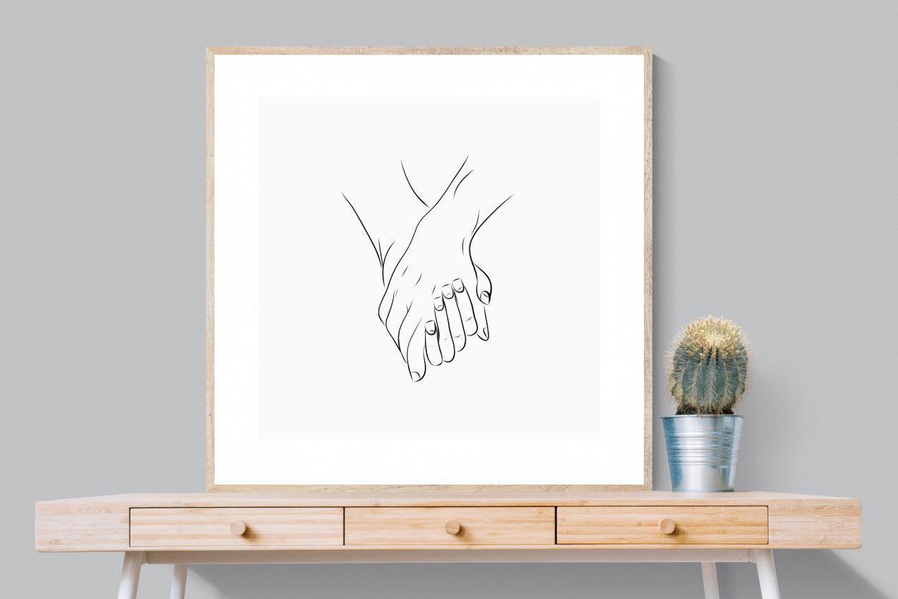 Holding Hands-Wall_Art-100 x 100cm-Framed Print-Wood-Pixalot