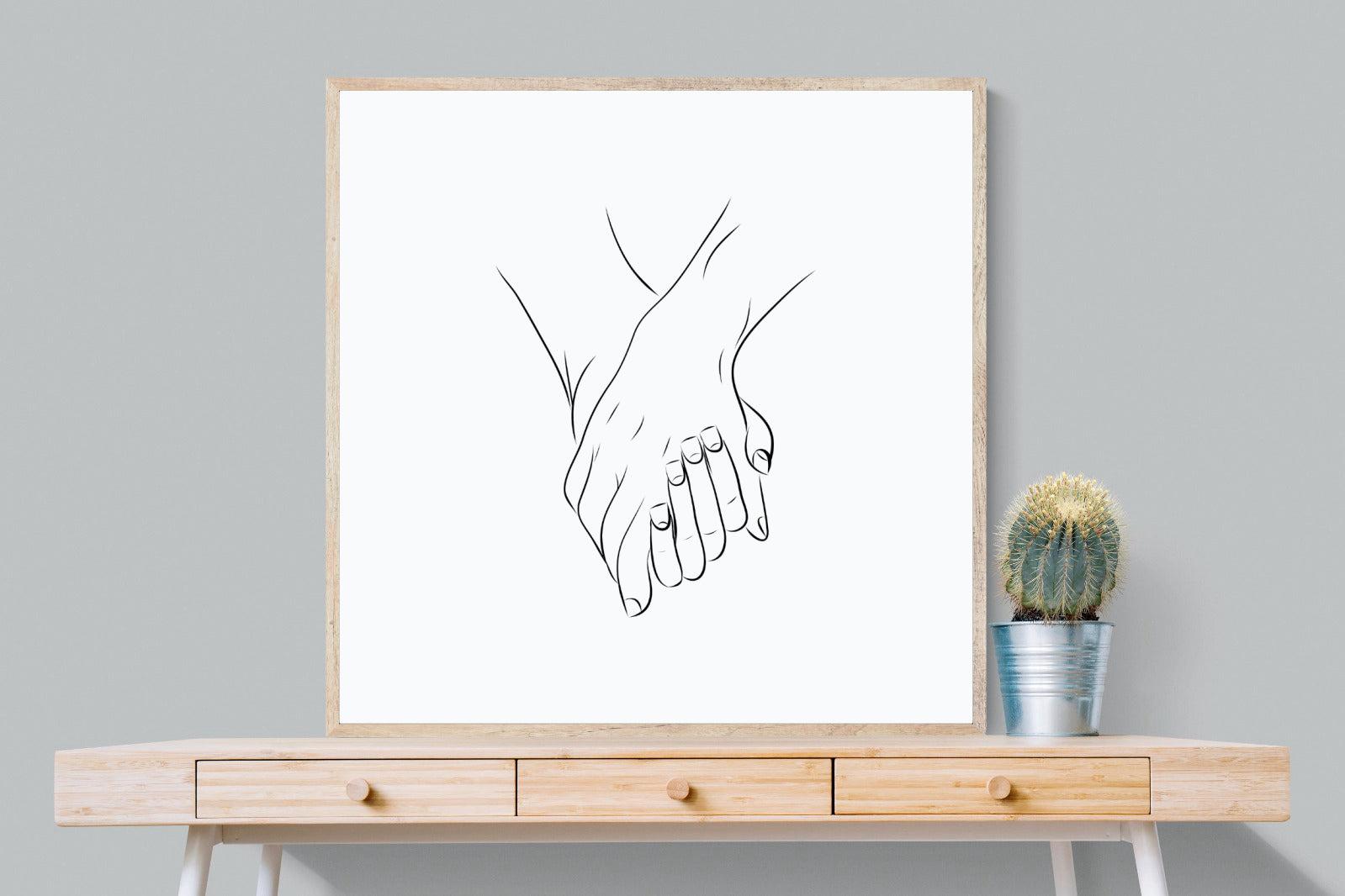 Holding Hands-Wall_Art-100 x 100cm-Mounted Canvas-Wood-Pixalot