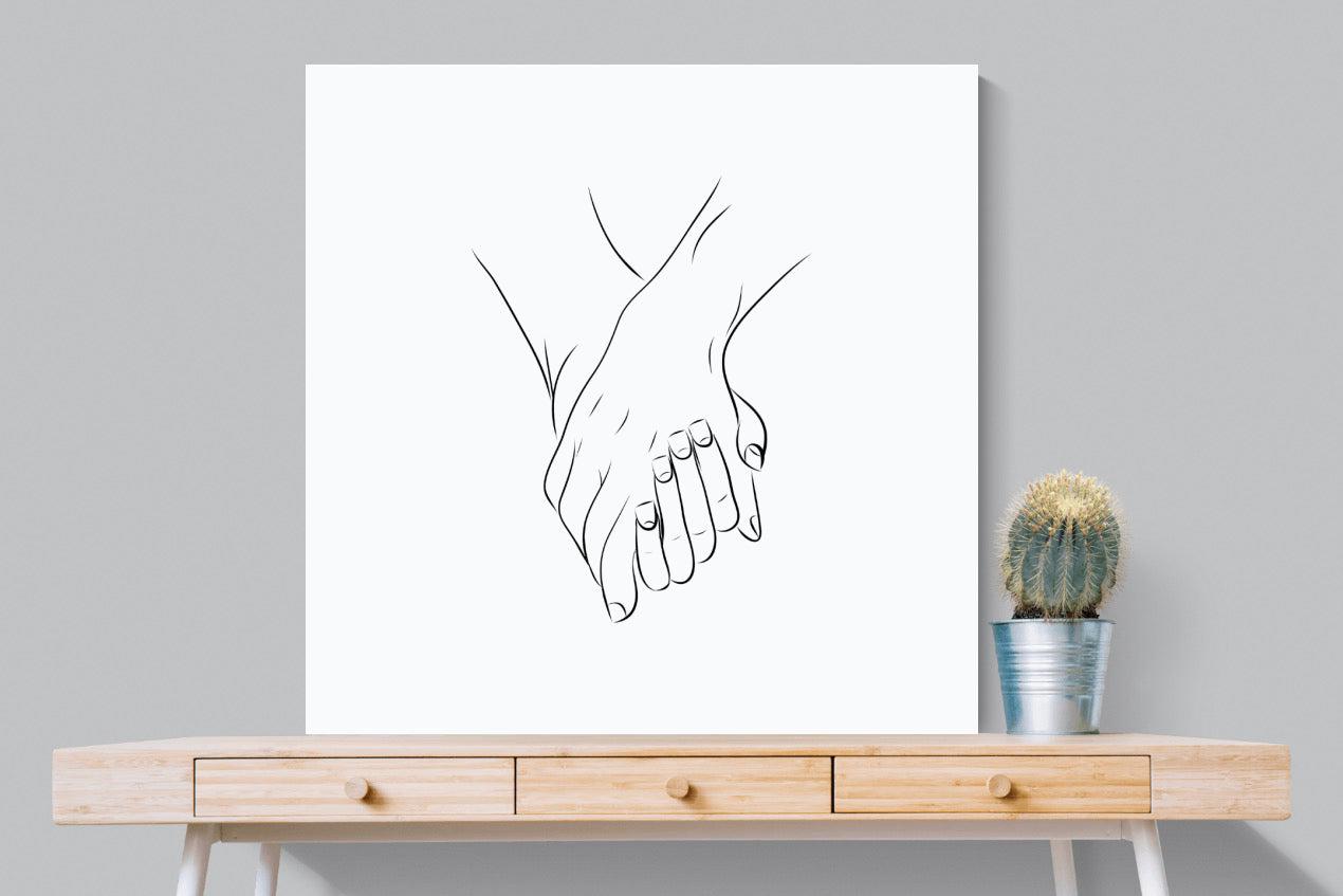 Holding Hands-Wall_Art-100 x 100cm-Mounted Canvas-No Frame-Pixalot
