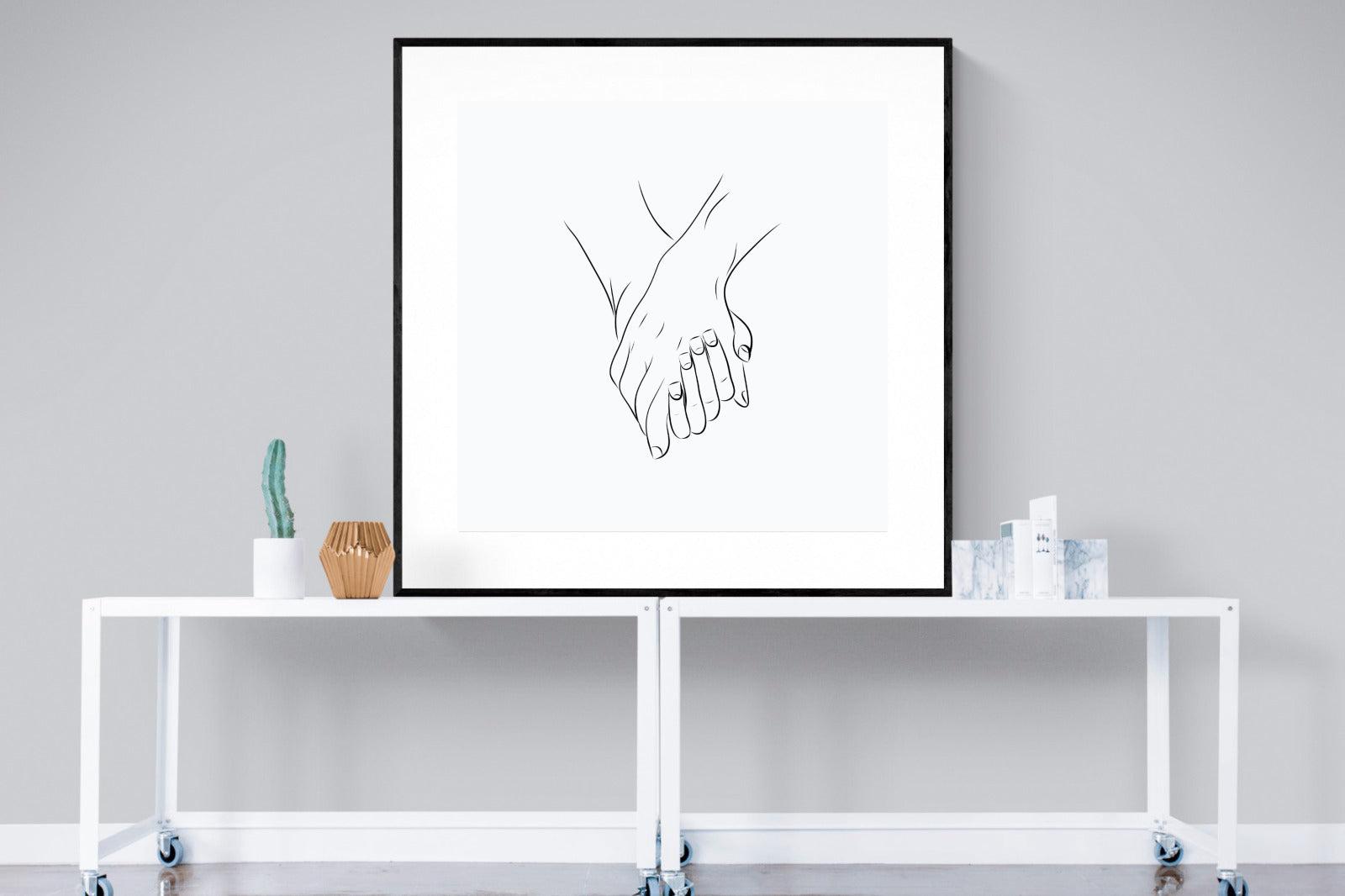 Holding Hands-Wall_Art-120 x 120cm-Framed Print-Black-Pixalot