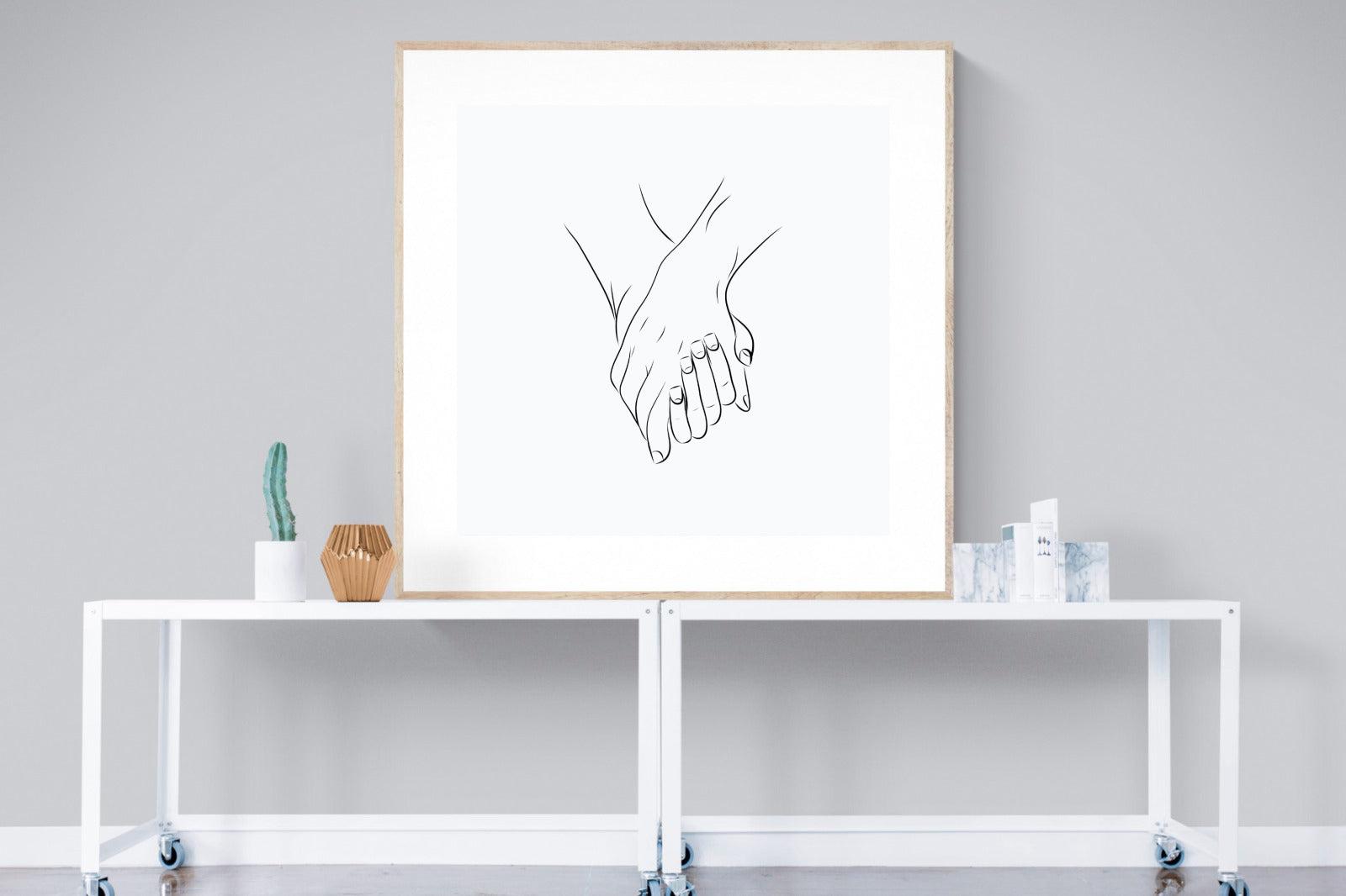 Holding Hands-Wall_Art-120 x 120cm-Framed Print-Wood-Pixalot