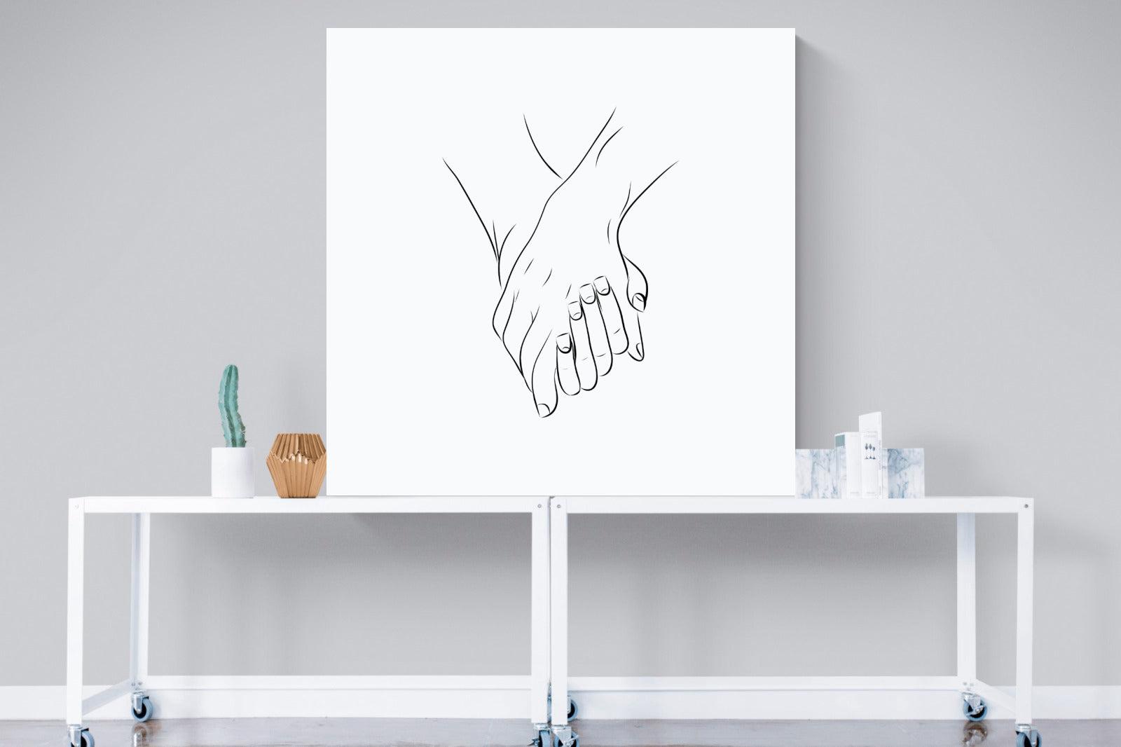 Holding Hands-Wall_Art-120 x 120cm-Mounted Canvas-No Frame-Pixalot