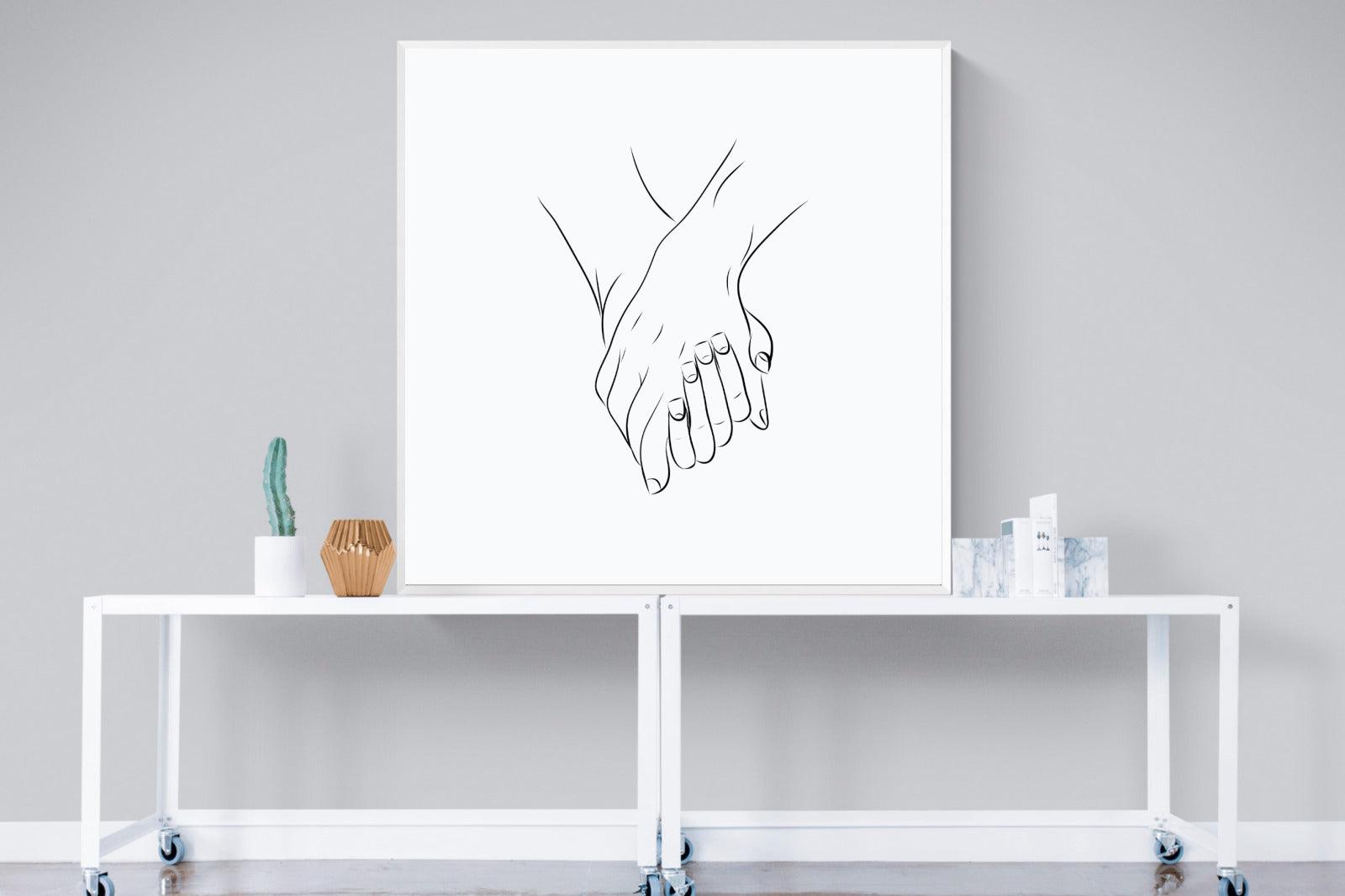 Holding Hands-Wall_Art-120 x 120cm-Mounted Canvas-White-Pixalot