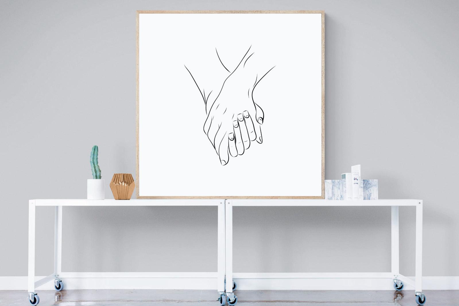 Holding Hands-Wall_Art-120 x 120cm-Mounted Canvas-Wood-Pixalot