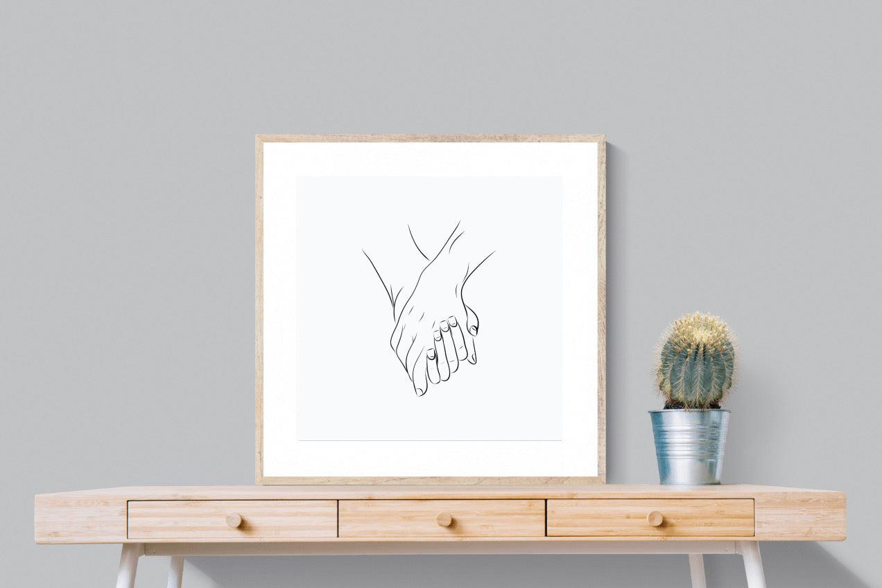 Holding Hands-Wall_Art-80 x 80cm-Framed Print-Wood-Pixalot