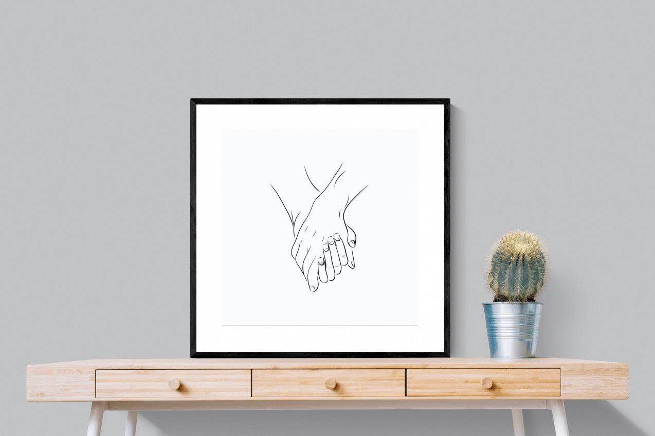 Holding Hands-Wall_Art-80 x 80cm-Framed Print-Black-Pixalot
