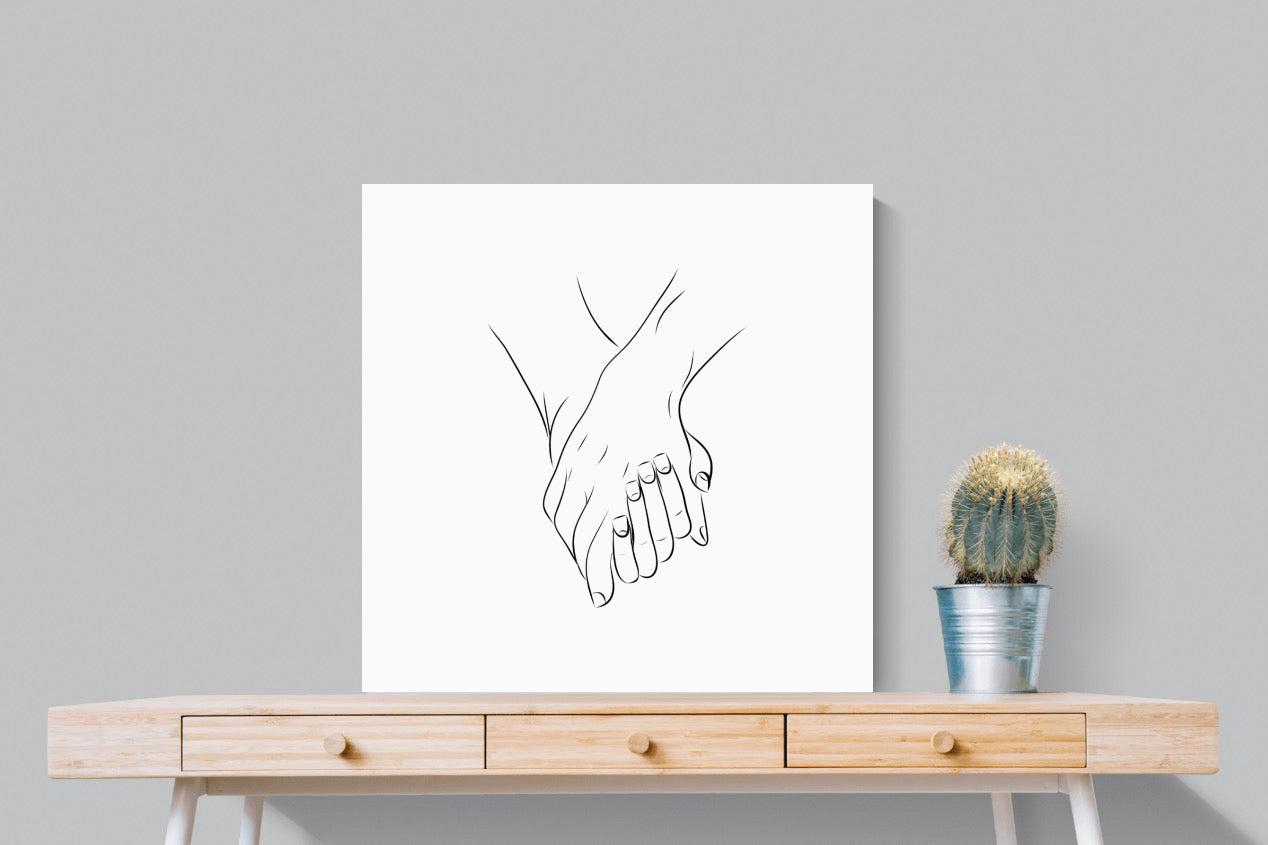 Holding Hands-Wall_Art-80 x 80cm-Mounted Canvas-No Frame-Pixalot