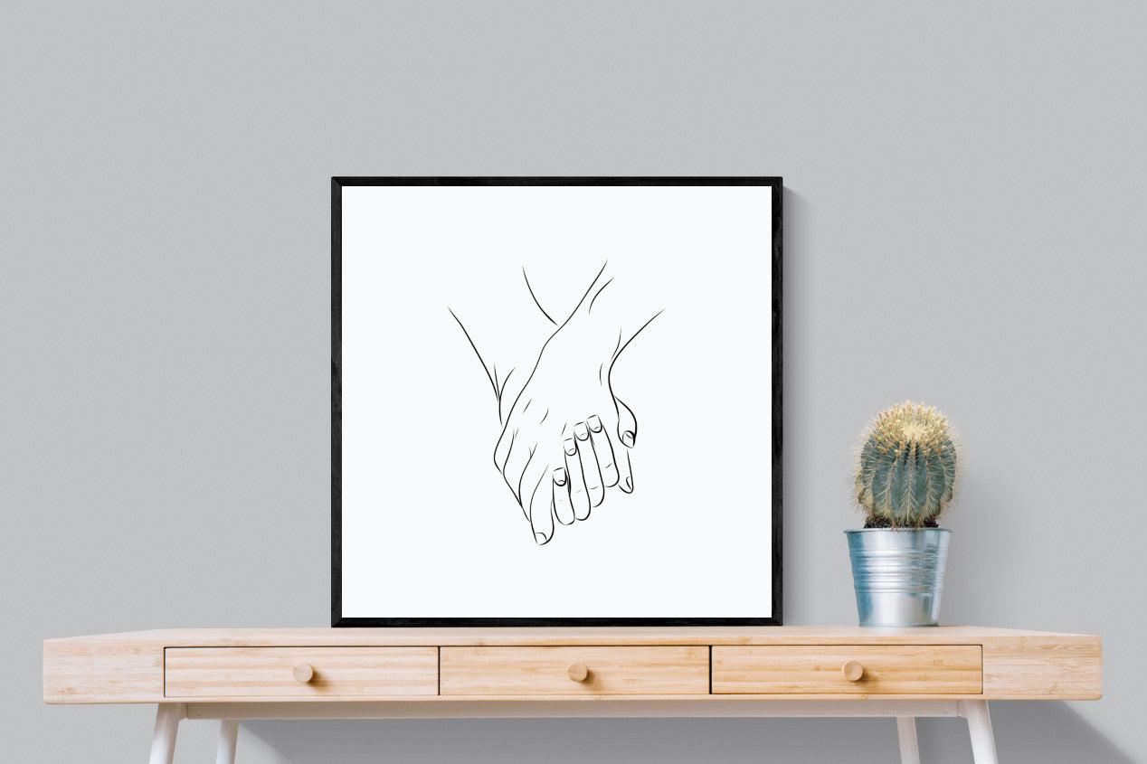 Holding Hands-Wall_Art-80 x 80cm-Mounted Canvas-Black-Pixalot