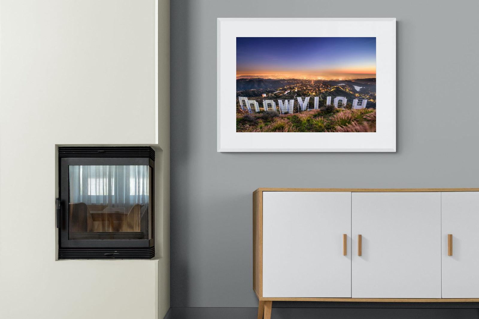 Hollywood-Wall_Art-100 x 75cm-Framed Print-White-Pixalot