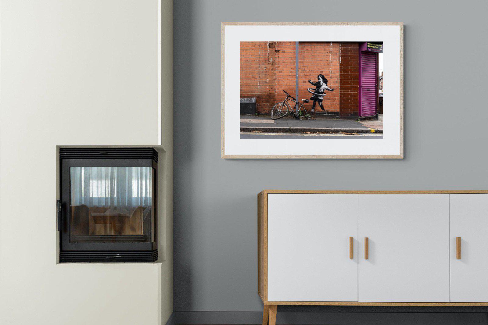 Hula Hooping Girl-Wall_Art-100 x 75cm-Framed Print-Wood-Pixalot