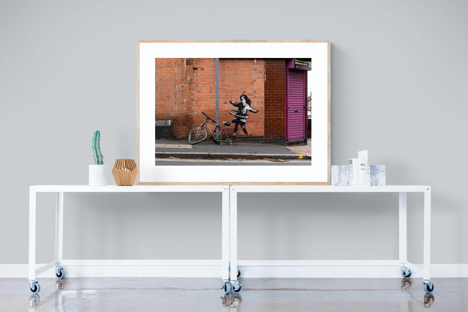 Hula Hooping Girl-Wall_Art-120 x 90cm-Framed Print-Wood-Pixalot