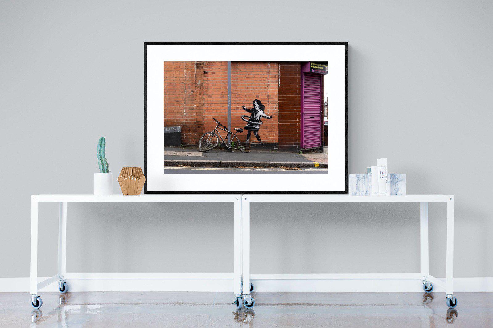 Hula Hooping Girl-Wall_Art-120 x 90cm-Framed Print-Black-Pixalot