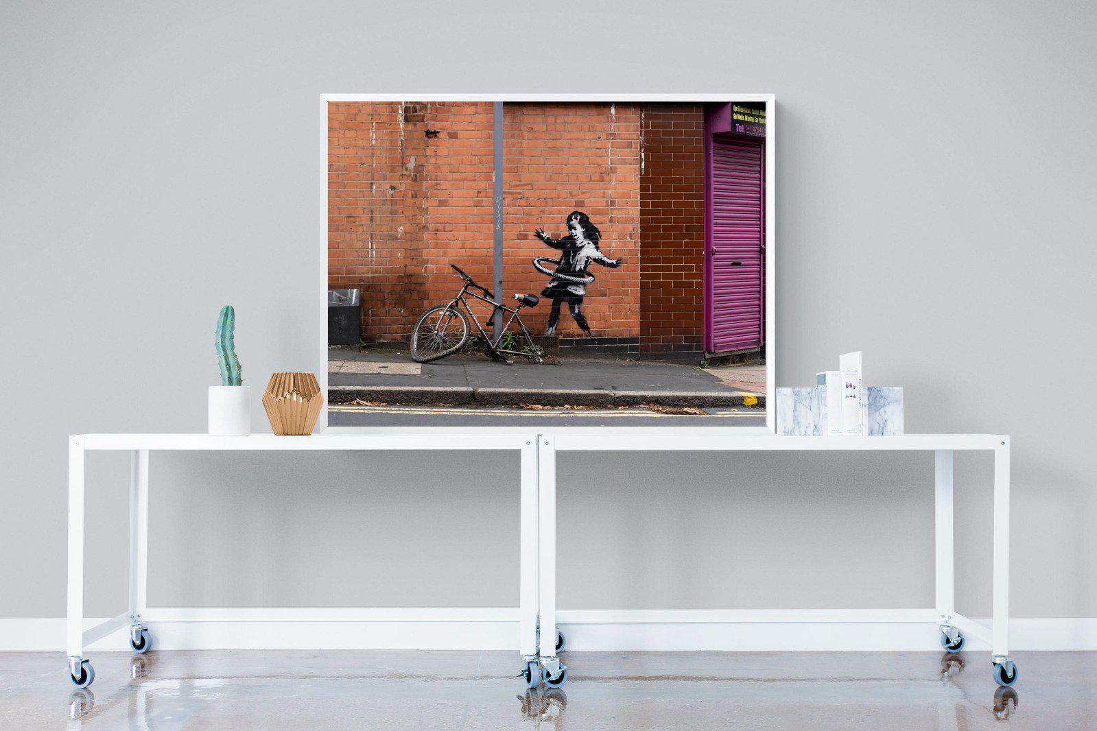 Hula Hooping Girl-Wall_Art-120 x 90cm-Mounted Canvas-White-Pixalot