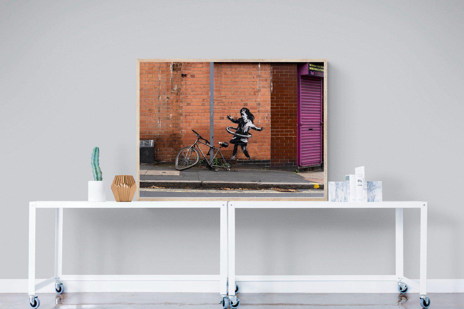 Hula Hooping Girl-Wall_Art-120 x 90cm-Mounted Canvas-Wood-Pixalot