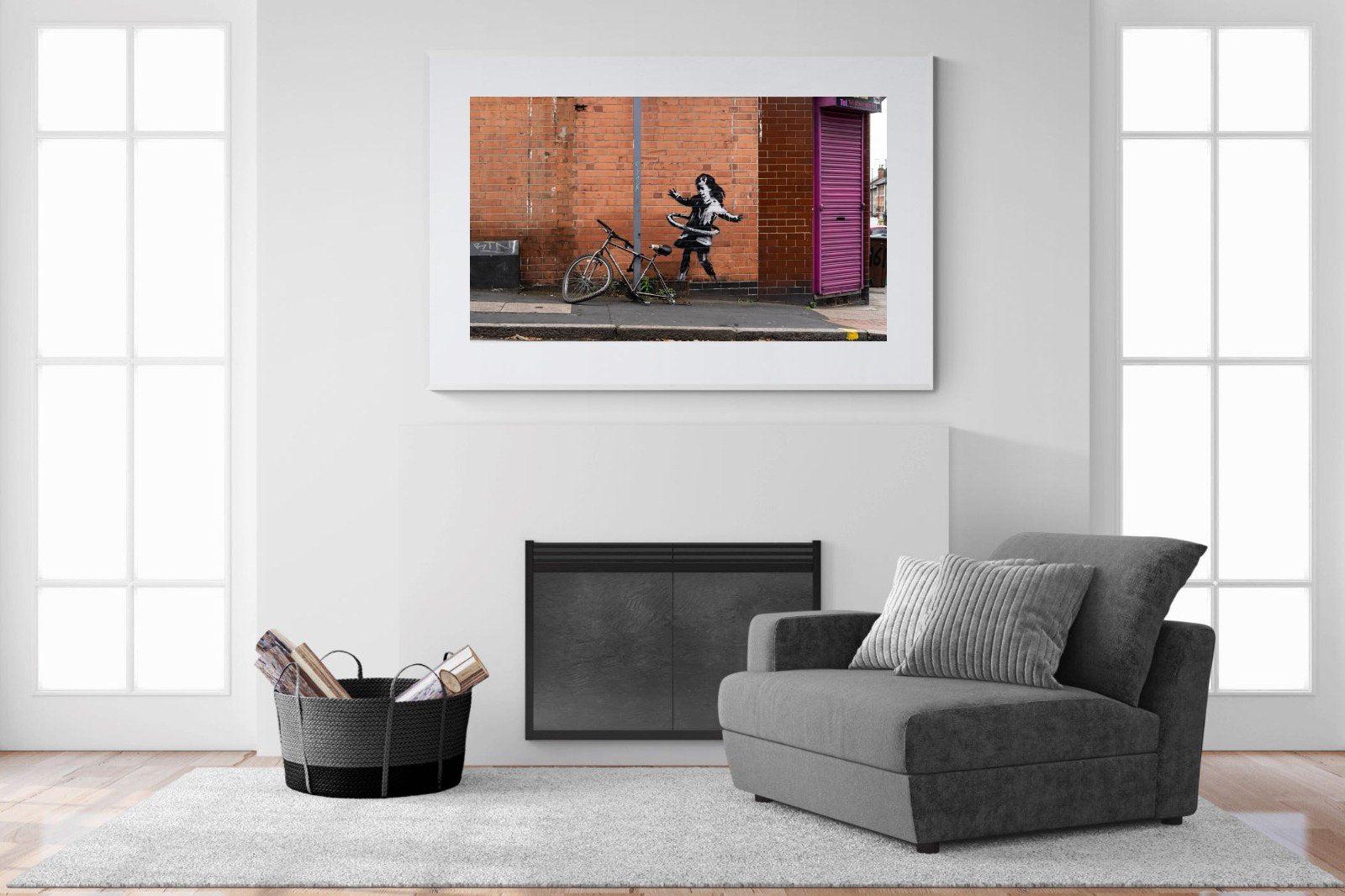 Hula Hooping Girl-Wall_Art-150 x 100cm-Framed Print-White-Pixalot