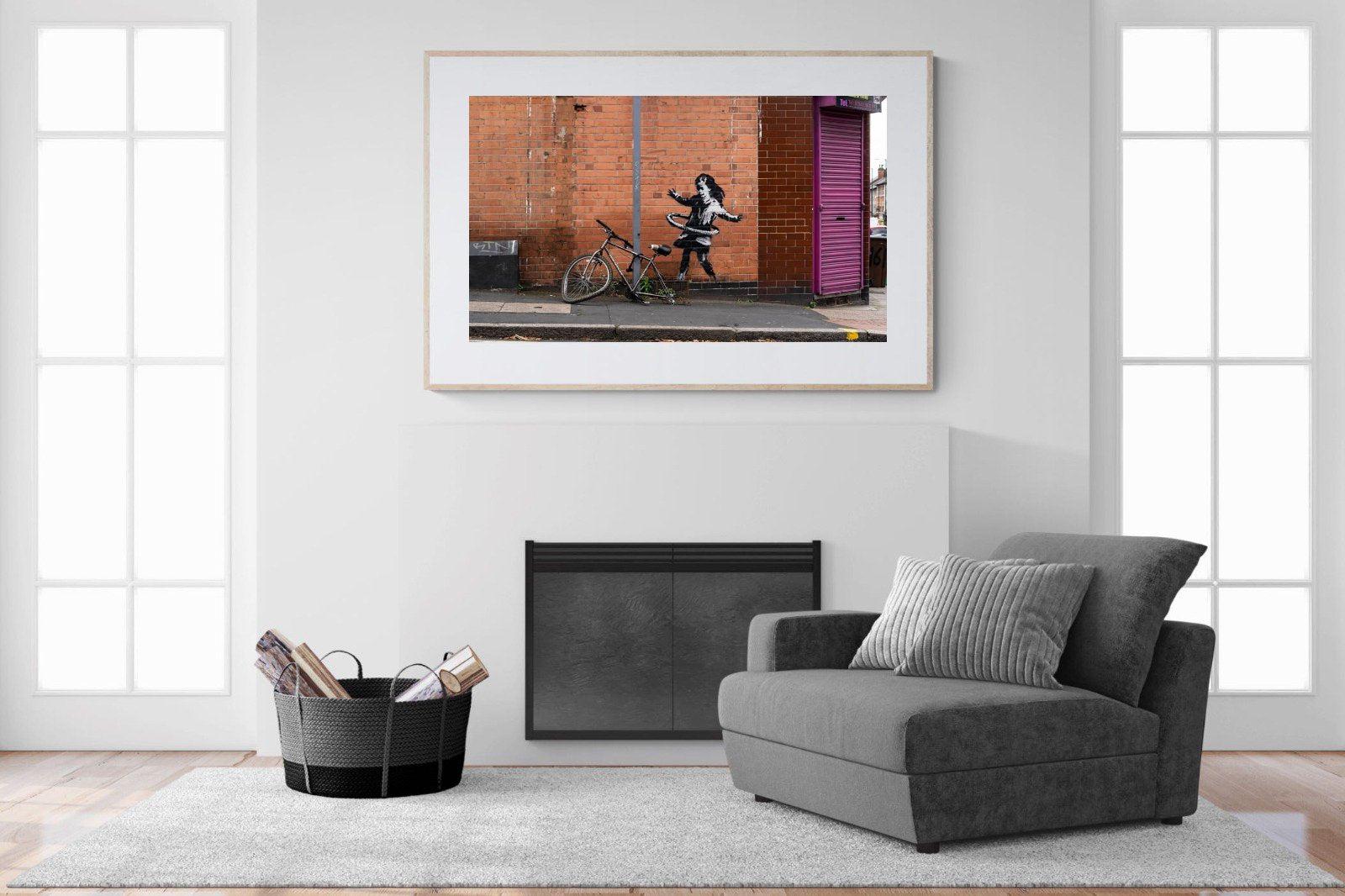Hula Hooping Girl-Wall_Art-150 x 100cm-Framed Print-Wood-Pixalot