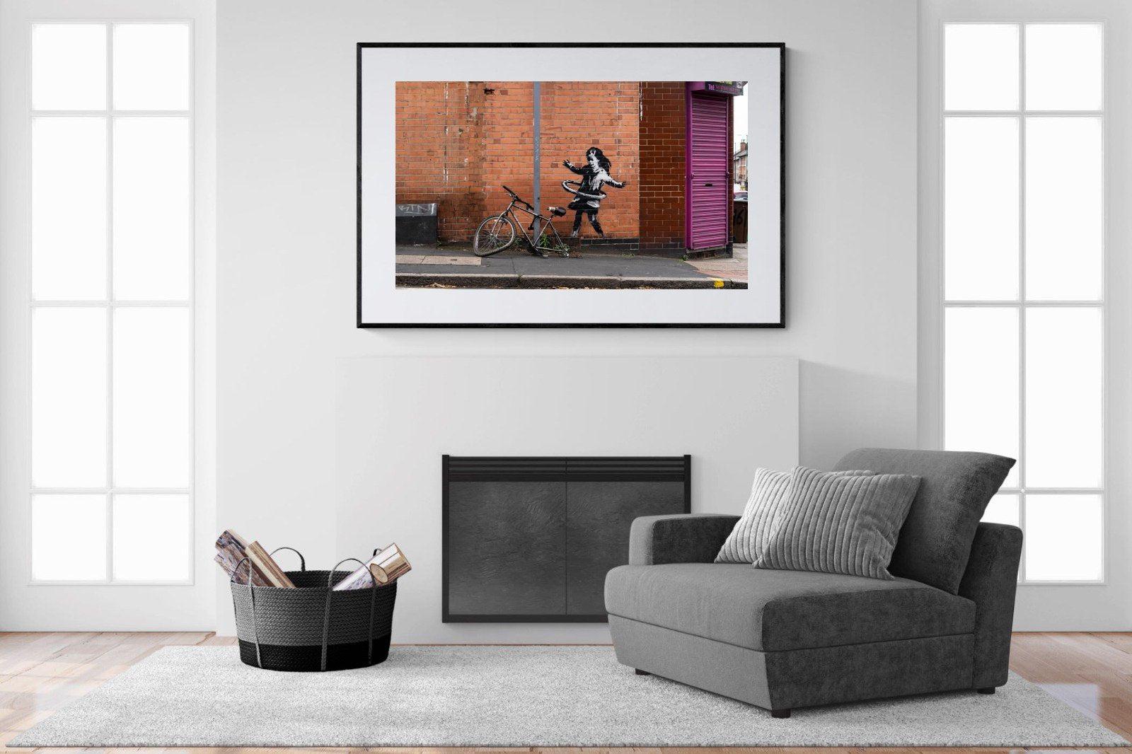 Hula Hooping Girl-Wall_Art-150 x 100cm-Framed Print-Black-Pixalot
