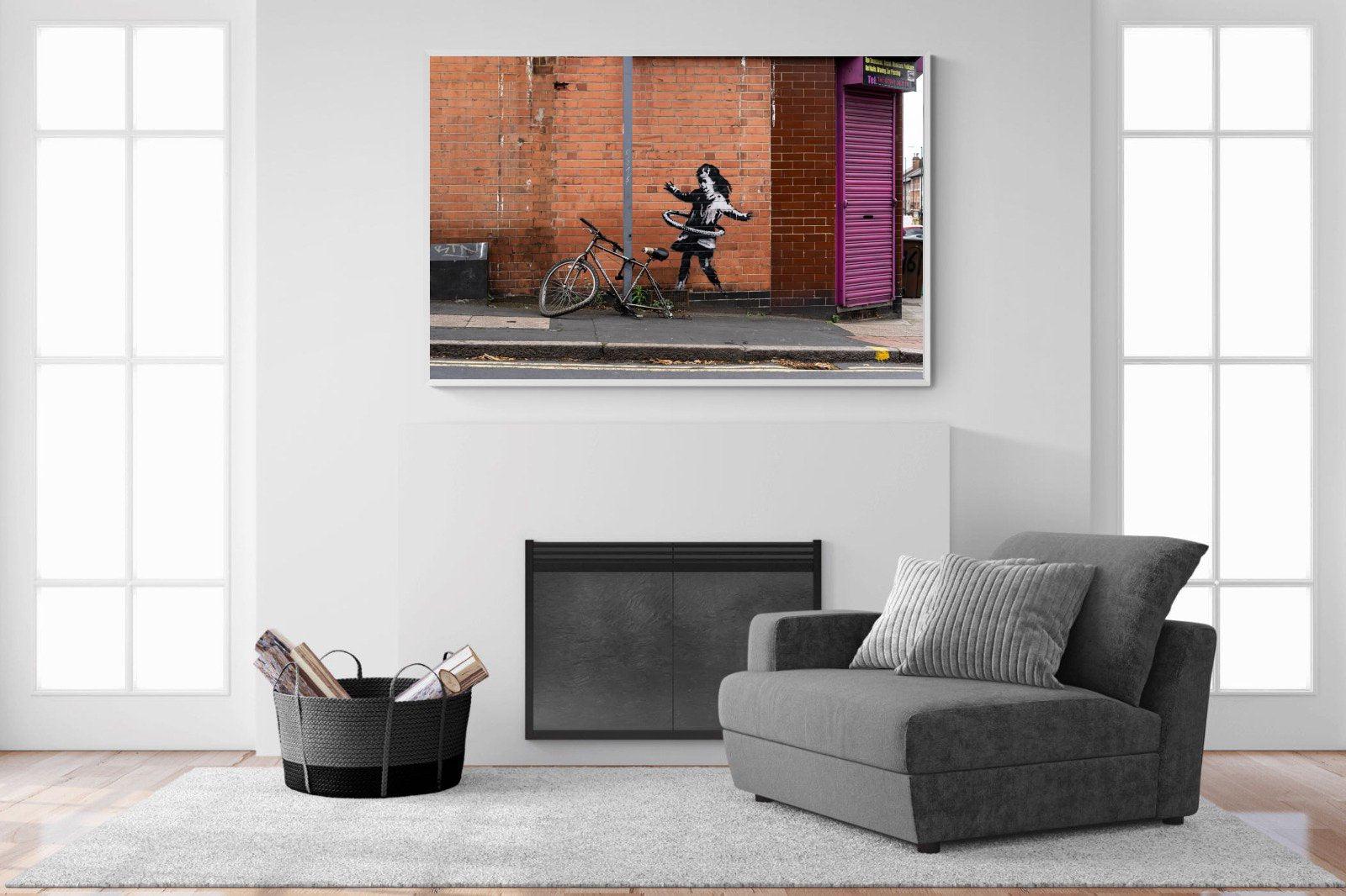 Hula Hooping Girl-Wall_Art-150 x 100cm-Mounted Canvas-White-Pixalot