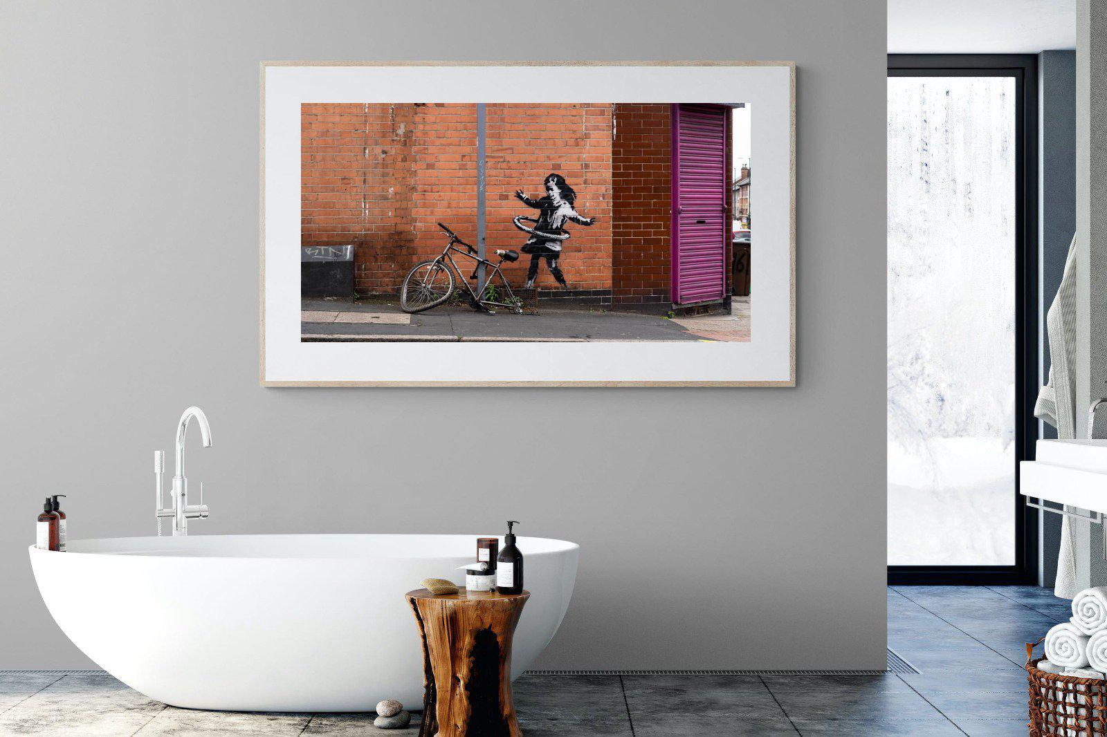 Hula Hooping Girl-Wall_Art-180 x 110cm-Framed Print-Wood-Pixalot