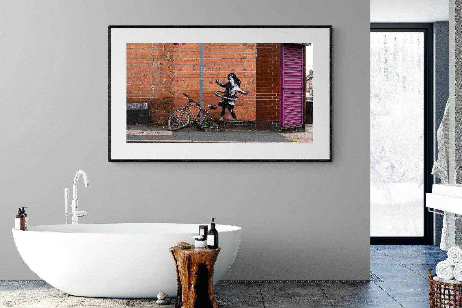 Hula Hooping Girl-Wall_Art-180 x 110cm-Framed Print-Black-Pixalot