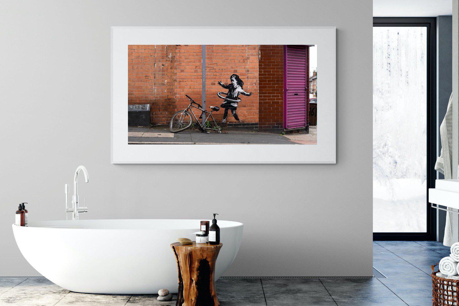 Hula Hooping Girl-Wall_Art-180 x 110cm-Framed Print-White-Pixalot