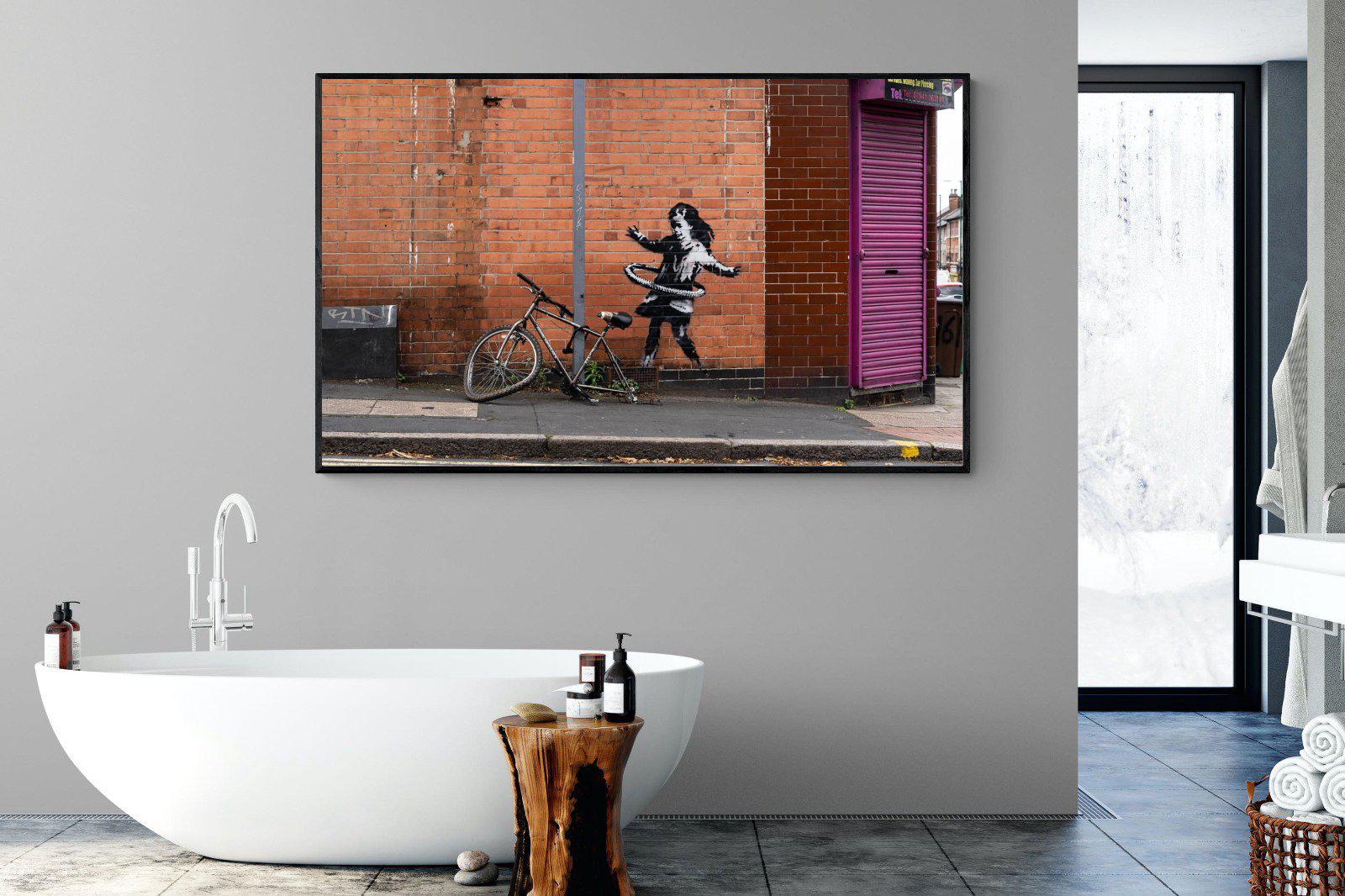 Hula Hooping Girl-Wall_Art-180 x 110cm-Mounted Canvas-Black-Pixalot