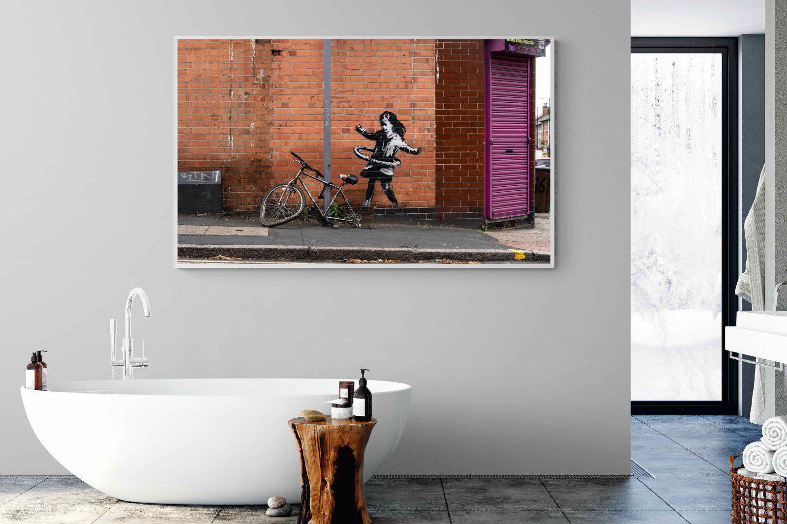 Hula Hooping Girl-Wall_Art-180 x 110cm-Mounted Canvas-White-Pixalot