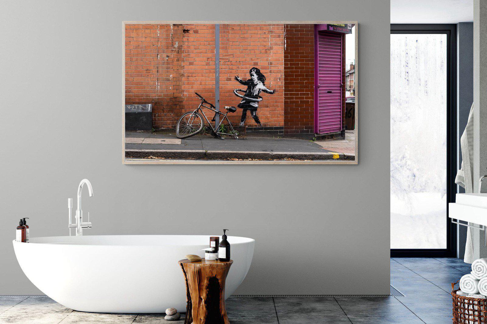 Hula Hooping Girl-Wall_Art-180 x 110cm-Mounted Canvas-Wood-Pixalot