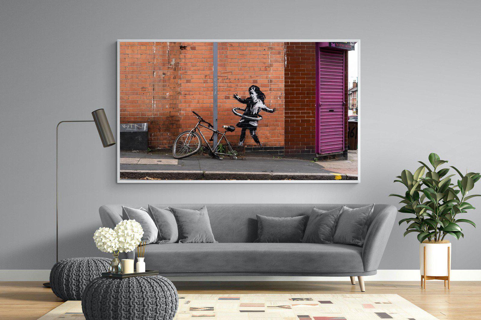 Hula Hooping Girl-Wall_Art-220 x 130cm-Mounted Canvas-White-Pixalot