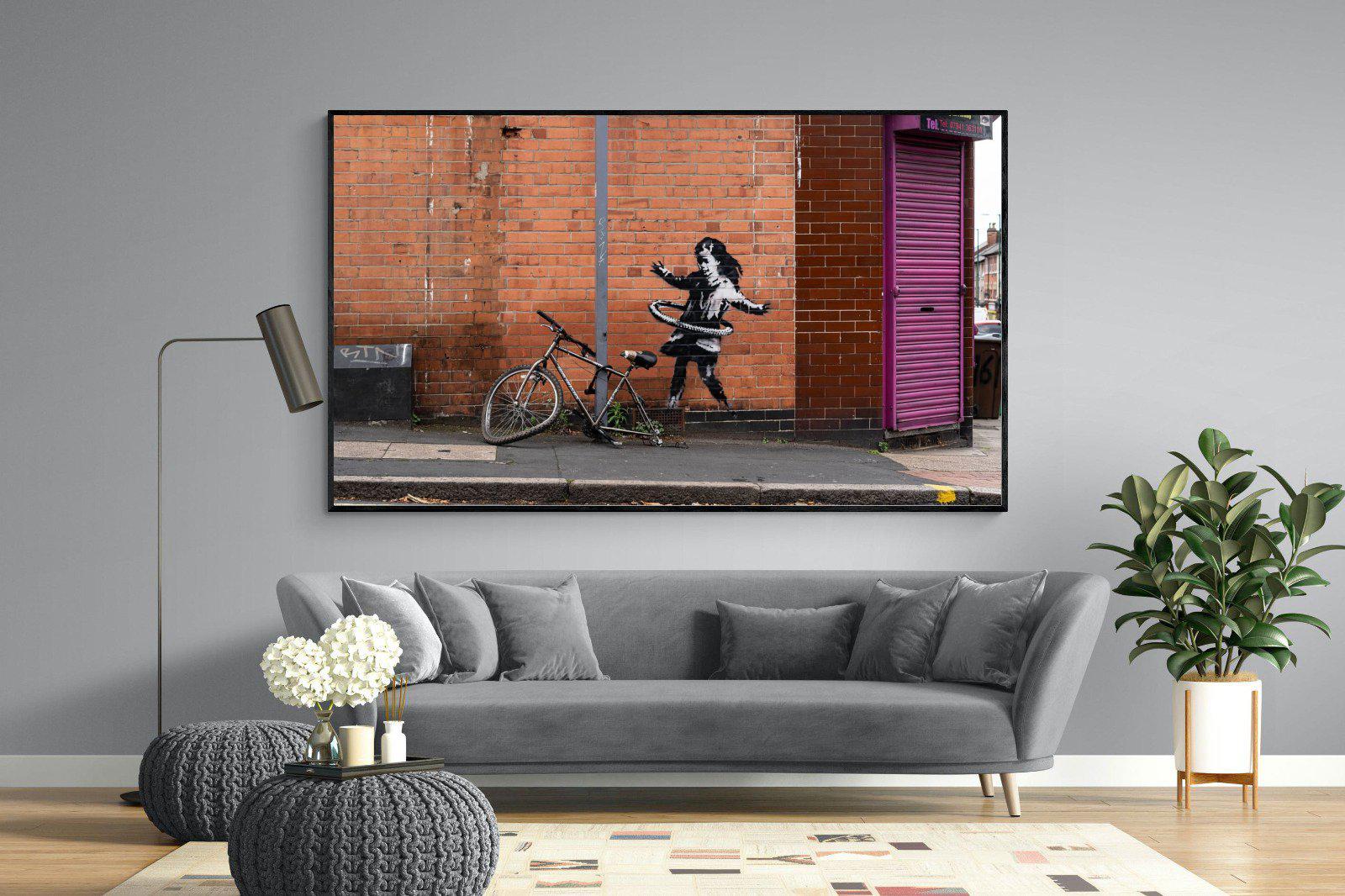 Hula Hooping Girl-Wall_Art-220 x 130cm-Mounted Canvas-Black-Pixalot