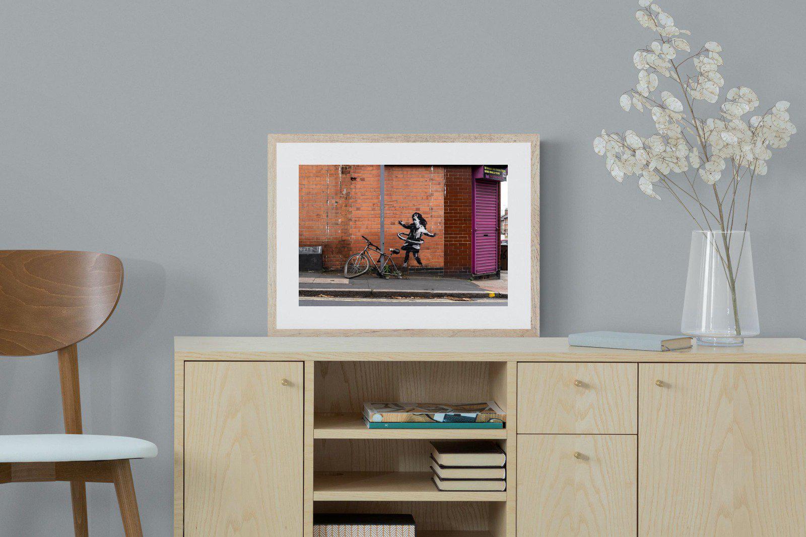 Hula Hooping Girl-Wall_Art-60 x 45cm-Framed Print-Wood-Pixalot