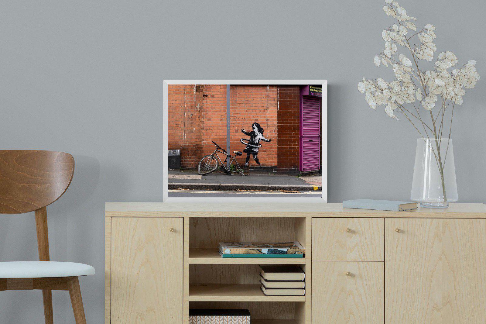 Hula Hooping Girl-Wall_Art-60 x 45cm-Mounted Canvas-White-Pixalot