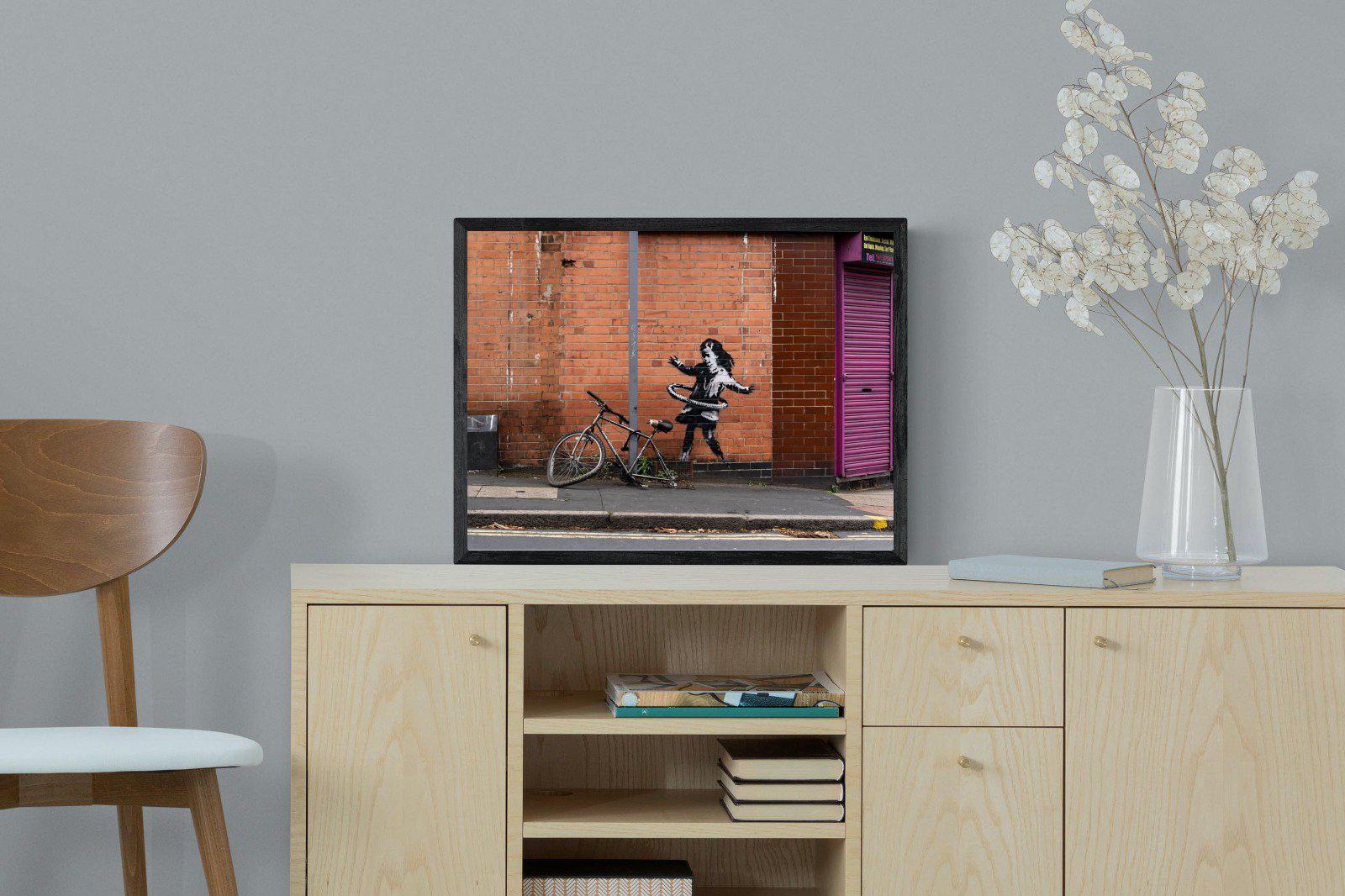 Hula Hooping Girl-Wall_Art-60 x 45cm-Mounted Canvas-Black-Pixalot