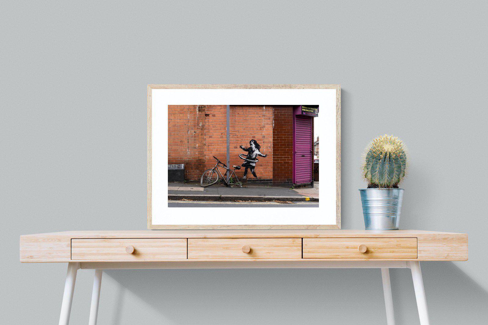Hula Hooping Girl-Wall_Art-80 x 60cm-Framed Print-Wood-Pixalot