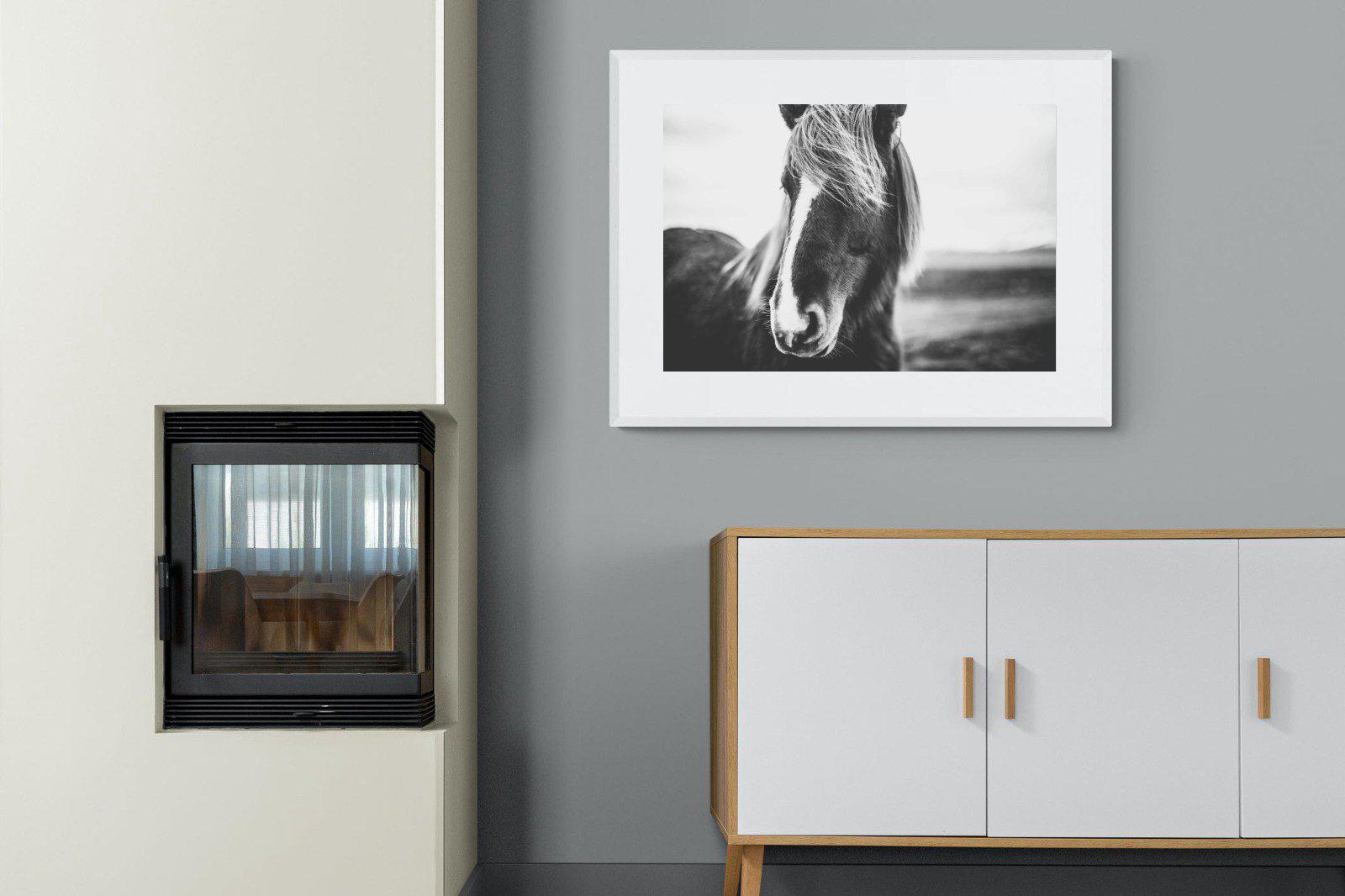 Icelandic Pony-Wall_Art-100 x 75cm-Framed Print-White-Pixalot