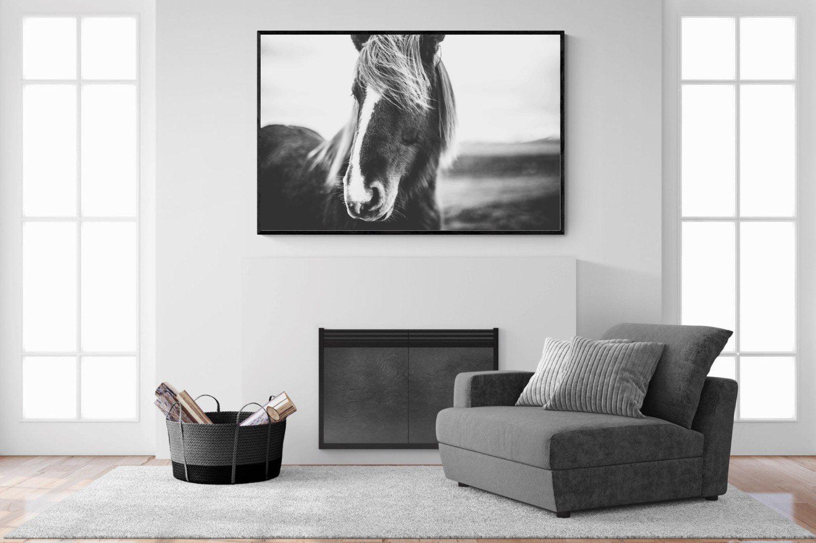 Icelandic Pony-Wall_Art-150 x 100cm-Mounted Canvas-Black-Pixalot