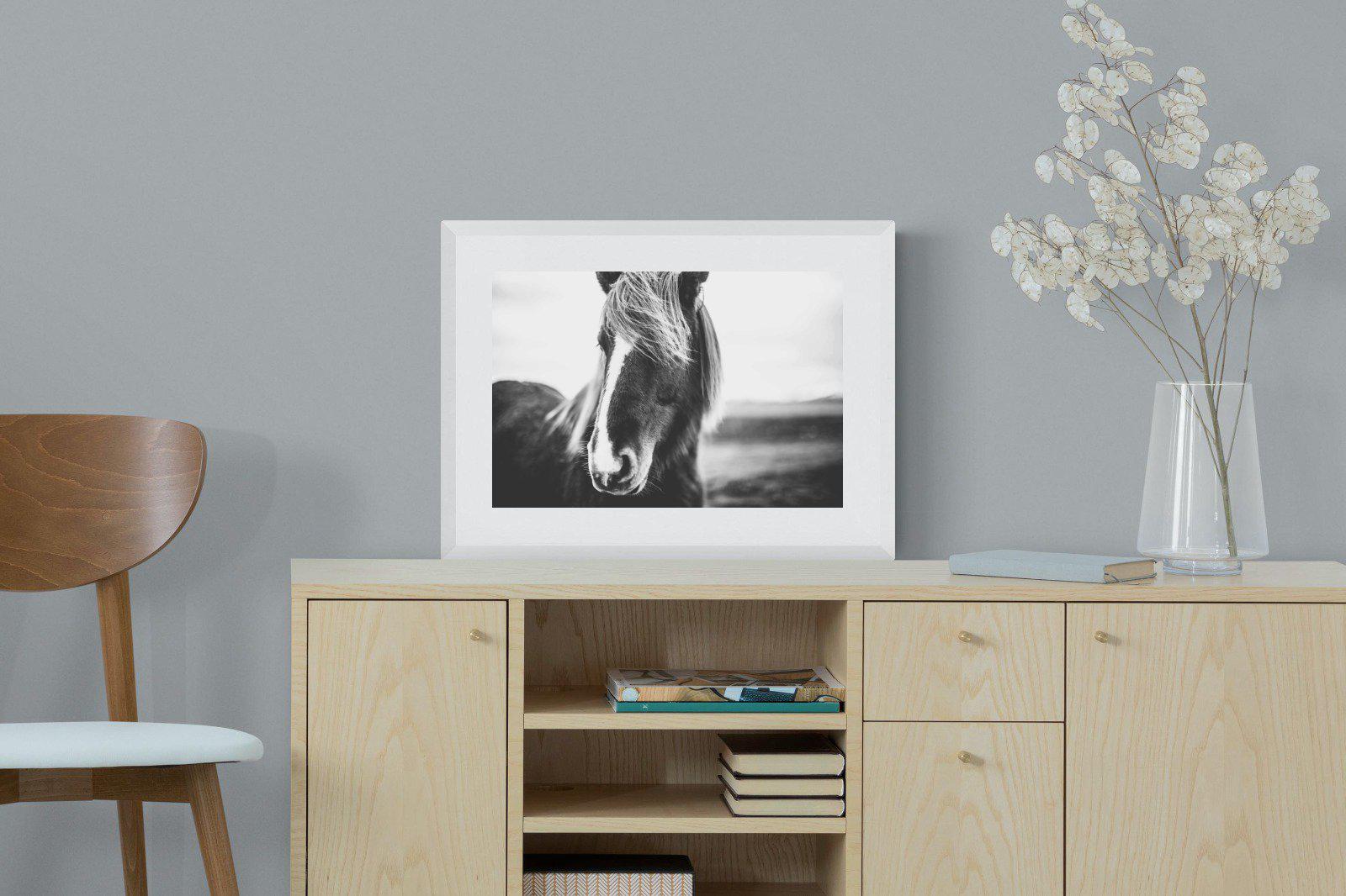 Icelandic Pony-Wall_Art-60 x 45cm-Framed Print-White-Pixalot
