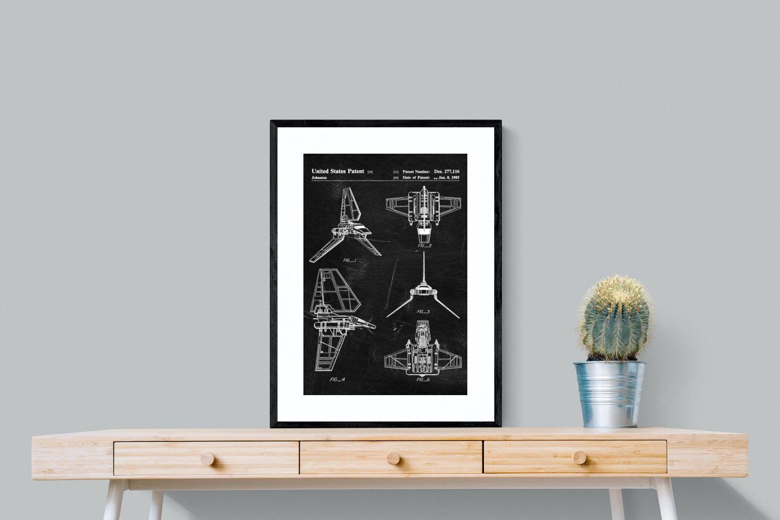 Imperial Shuttle Blueprint-Wall_Art-60 x 80cm-Framed Print-Black-Pixalot