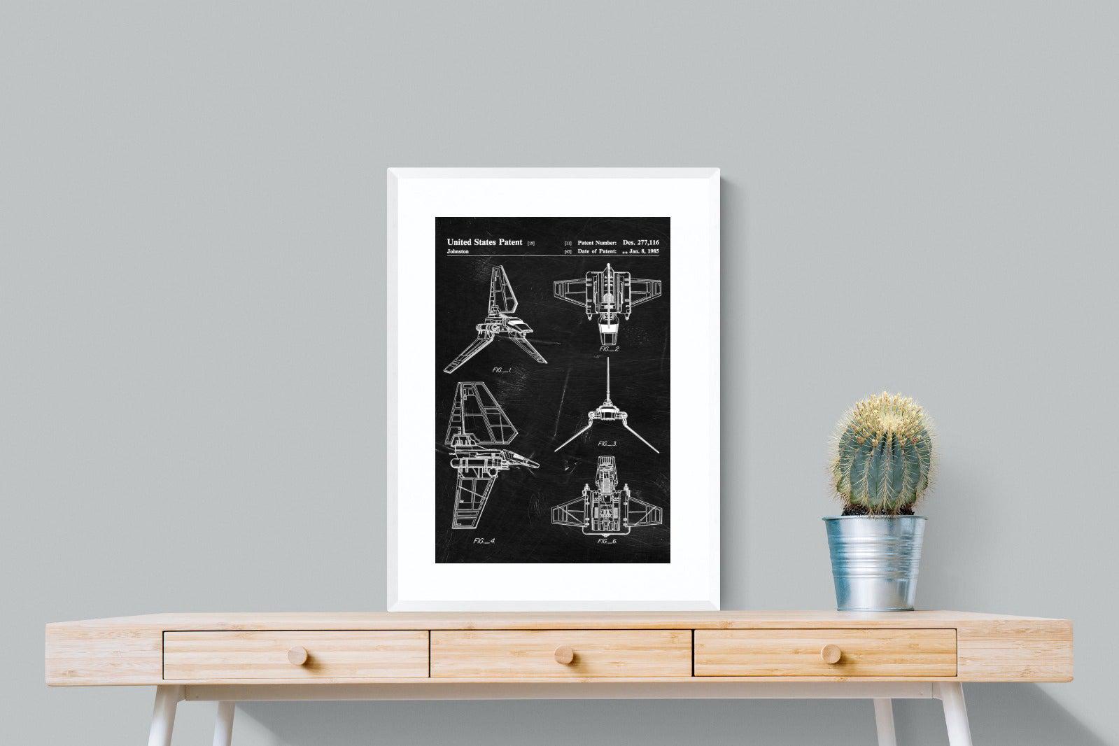 Imperial Shuttle Blueprint-Wall_Art-60 x 80cm-Framed Print-White-Pixalot
