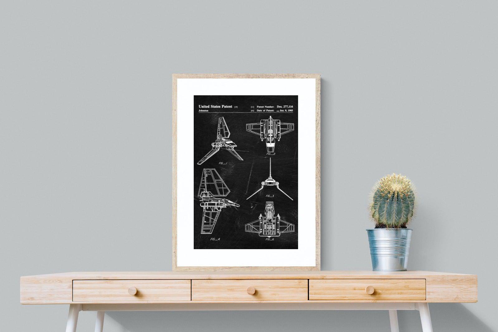 Imperial Shuttle Blueprint-Wall_Art-60 x 80cm-Framed Print-Wood-Pixalot