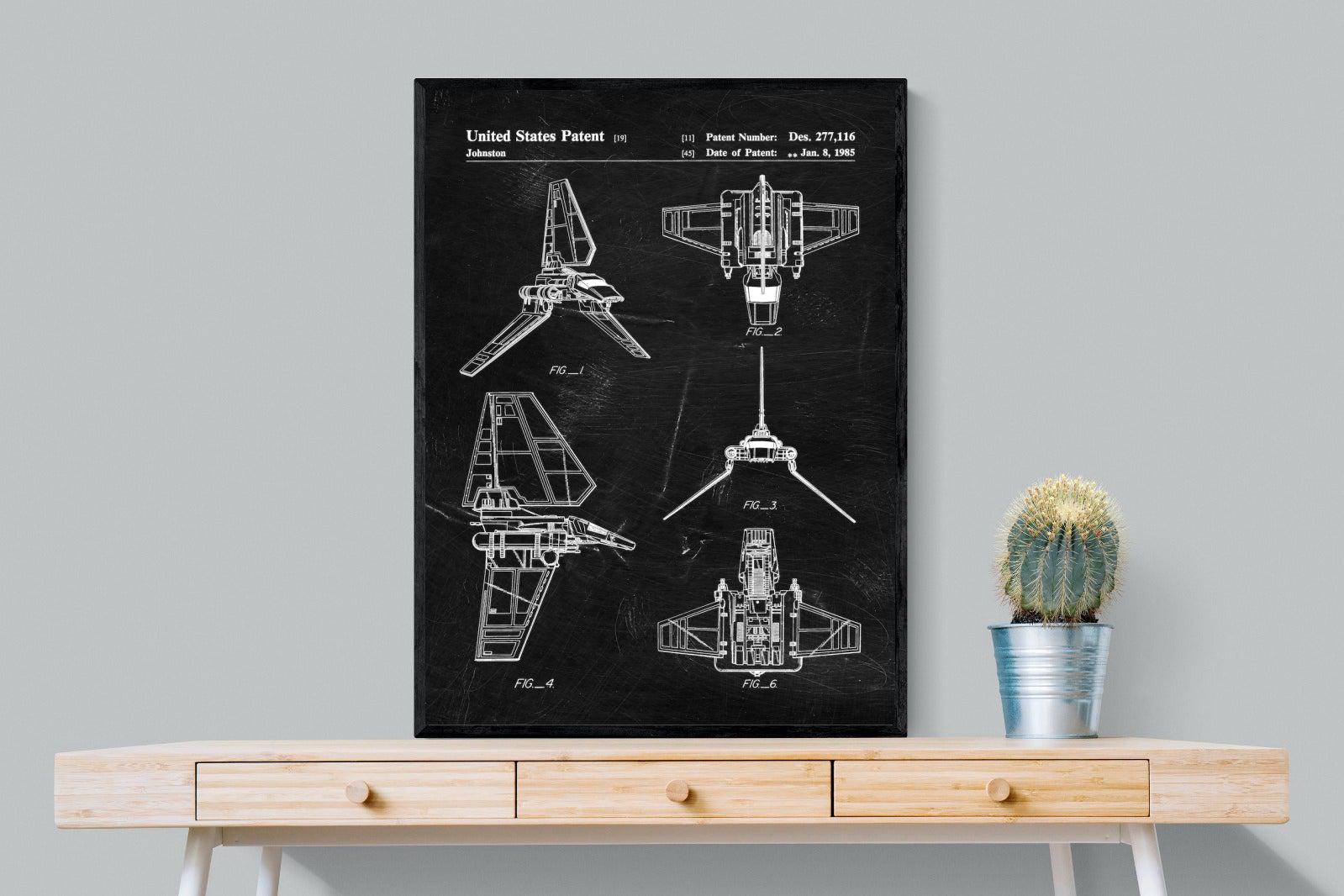 Imperial Shuttle Blueprint-Wall_Art-75 x 100cm-Mounted Canvas-Black-Pixalot