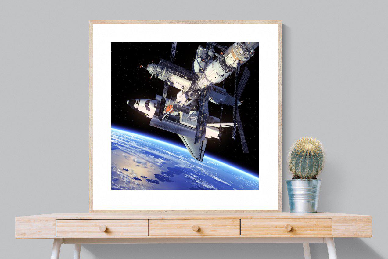 International Space Station-Wall_Art-100 x 100cm-Framed Print-Wood-Pixalot